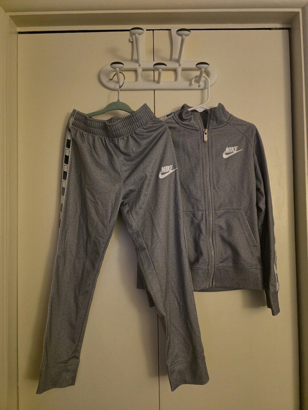 Nike Youth Gray Jogger Sweatpants with Side Logo Tape